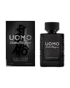 Eau de parfum (EDP) for men, Uomo Signature, Salvatore Ferragamo, glass, 50 ml, black and silver, 1 piece