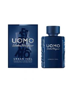 Eau de toilette (EDT) for men, Uomo Urban Feel, Salvatore Ferragamo, glass, 30 ml, blue and silver, 1 piece