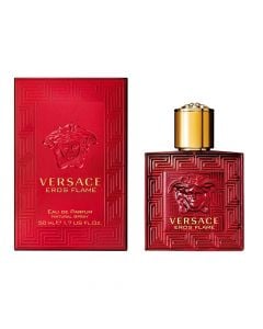 Eau de parfum (EDP) për meshkuj, Eros Flame, Versace, qelq, 50 ml, e kuqe dhe gold, 1 copë