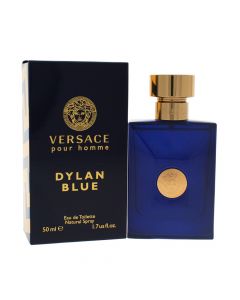 Eau de toilette (EDT) for men, Dylan Blue, Versace, glass, 50 ml, blue and gold, 1 piece