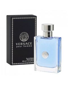 Eau de toilette (EDT) for men, Pour Homme, Versace, glass, 100 ml, blue, silver and transparent, 1 piece