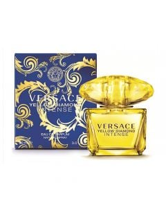 Parfum për femra, Versace, Yellow Diamond Intense, EDP, qelq, 90 ml, e verdhë, blu dhe gold, 1 copë