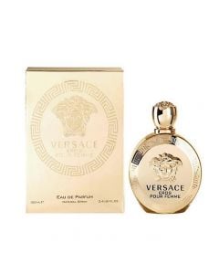Eau de parfum (EDP) për femra, Eros pour Femme, Versace, qelq, 100 ml, e verdhë dhe rose gold, 1 copë