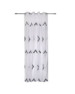 Curtain with rings, polyester, white-black, 140x240 cm