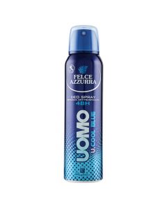 Antiperspirant spray for men, Uomo Cool Blue, Felce Azzurra, Paglieri, plastic and metal, 150 ml, blue, 1 piece