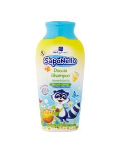Shampo për fëmijë, për flokët dhe trupin, Saponello, Paglieri, plastikë, 250 ml, e kaltër dhe e verdhë, 1 copë