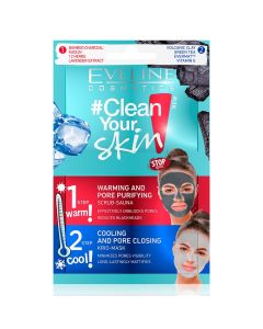 Scrub Sauna and Krio cleansing mask for the face, #Clean your Skin, Eveline, plastic, 5+5 ml, red and blue, 2 pieces