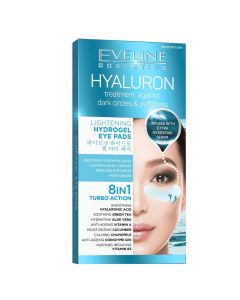 8 in 1 eye pad, Hyaluron, Hydrogel, Eveline, plastic, 7x2 cm, cyan blue, 1 piece