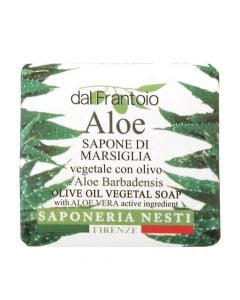Solid soap with aloe vera, Dal Frantoio, Nesti Dante, paper, 100 g, white and green, 1 piece