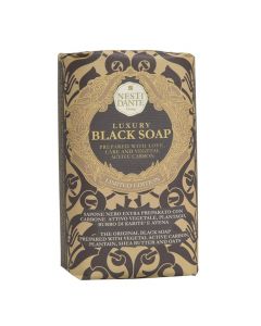 Solid soap with carbon, Luxury Black Soap, Nesti Dante, paper, 250 g, black and yellow, 1 piece