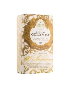 Solid soap with gold leaf, Luxury Gold Soap, Nesti Dante, paper, 250 g, white and brown, 1 piece