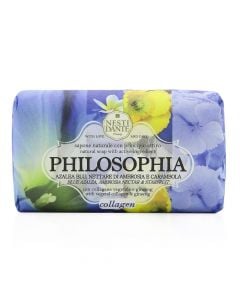 Solid soap with collagen, Philosophia, Nesti Dante, paper, 250 g, blue and yellow, 1 piece