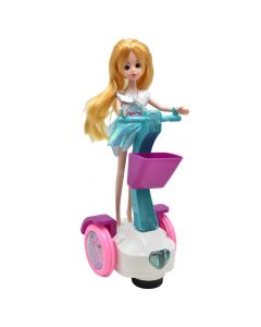 Toy set for girls, doll with scooter, Car Balance, plastic, 16x12x9 cm, pink, 2 pieces