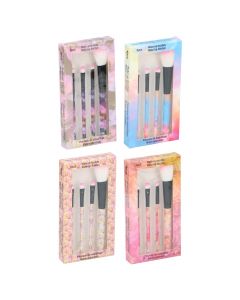 Set furçash makeup-i, Miniso, fibra sintetike, plastikë, 0.6x0.6x12 cm, rozë, 4 copë