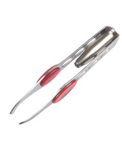 Tweezers with led light, stainless steel, 6.5 cm, silver