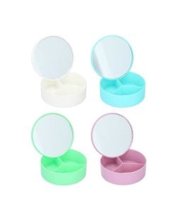 Mirror with cosmetic holder, polypropylene and glass, 15x15x6.5 cm, mix, 2 pieces