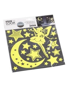 Phosphorescent stickers for kids, Atmosphera, polyvinyl chloride (PVC), 25x25 cm, yellow, 1 piece