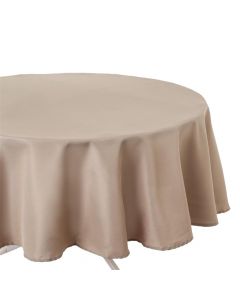 Tablecloth without napkins, circular, polyester, 180 cm, beige