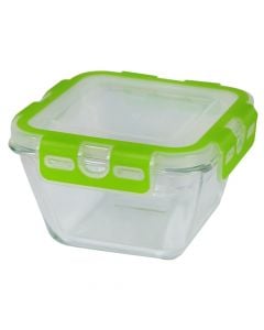 Hermetic storage bowl 880 cc, Size: 14.6x14.6x8.3 cm, Color: Clear, Material: Glass