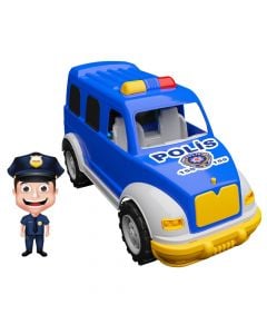 Makinë policie lodër për fëmijë, plastikë, 30x12.5 cm, e verdhë dhe blu, 1 copë