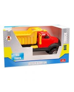 Kamion lodër për fëmijë, plastikë, 56 cm, e verdhë dhe e kuqe, 1 copë