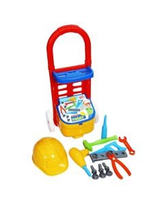 Set me vegla pune lodër për fëmijë, Handy Tommy, plastikë, 58 cm, e kuqe, e verdhë dhe blu, 14 copë
