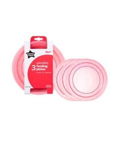 Feeding plates set for babies, Essentials, Tommee Tippee, plastic, 20.6x19.6x3.2 cm, pink, 3 pieces