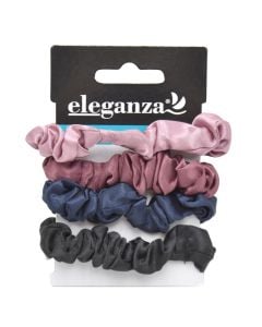 Hair scrunchie, Eleganza, polyester and elastane, Ø9.5x2 cm, miscellaneous, 3 pieces