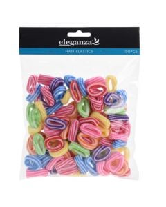 Elastic hair bands, Eleganza, polyester and elastane, Ø3.5 cm, miscellaneous, 100 pieces