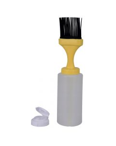 Cooking brush with reservoir, BBQ, silicone rubber and polypropylene, Ø5.5x4x27.5 cm, yellow and white, 1 piece