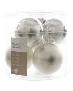 Decorative sphere, glass, silver, dia 8 cm, 6 pc