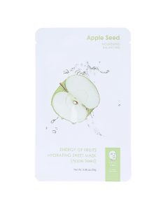 Sheet mask for face, Apple Seed, Energy of Fruits, silk, 19x12 cm, white and green, 1 piece