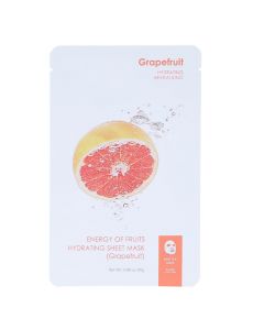 Maskë për fytyrën, Grapefruit, Energy of Fruits, mëndafsh, 19x12 cm, e bardhë dhe koral, 1 copë