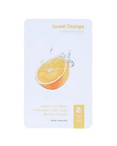 Sheet mask for face, Sweet Orange, Energy of Fruits, silk, 19x12 cm, white and orange, 1 piece