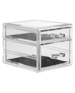 Cosmetic storage box, 5Five, polystyrene, 15.3x10.7x12.1 cm, transparent, 1 piece