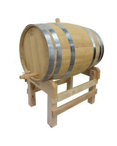 Oak wood barrel for alcoholic beverages, wood, 100 l, beige, 1 piece