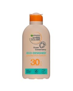 Sun protection lotion, Eco Designed, Ambre Solaire, Garnier, plastic, 200 ml, beige and orange, 1 piece