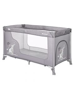 Single level baby portable bed, Grey Fun, Moonlight, Lorelli, metal, plastic and polyester, 125x65x74 cm, gray, 1 piece