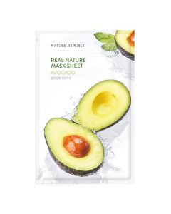 Maskë ushqyese për fytyrën, Avocado, Nature Republic, mikrofibër, 23 g, e gjelbër dhe e verdhë, 1 copë