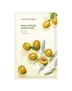 Nourishing sheet mask for face skin, Olive, Nature Republic, microfiber, 23 g, green, 1 piece