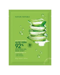 Soothing sheet mask for face skin, Aloe Vera, Nature Republic, microfiber, 30 g, green, 1 piece