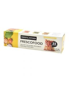 Qese për ruajtje ushqimesh, FrescoFood, plastikë, 21x21.5 cm, transparente, 1 copë