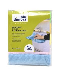 Microfiber cloth, BluDimona, polyester microfiber and polyamide, 30x30 cm, miscellaneous, 5 pieces