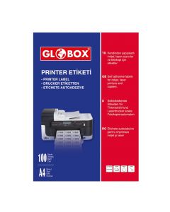 Etiketa ngjitëse për printer, Globox, letër, A4, 7x2.3 cm, blu dhe e kuqe, 100 fletë