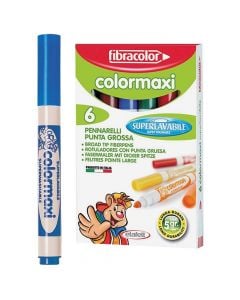 Colored markers for children, ColorMaxi, Fibracolor, plastic, 16.8x6x1 cm, miscellaneous, 6 pieces