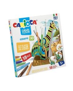 Set krijimi për fëmijë, Giraffe, Carioca, plastikë dhe karton, 20.2x25.2x0.8 cm, mikse, 18 copë