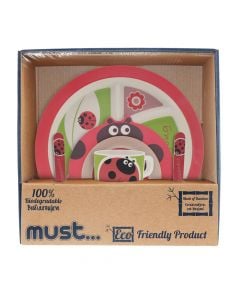 Food set for kids, LadyBug, Must..., Diakakis, bamboo, 28x25x20 cm, red, 5 pieces