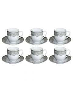 Coffee cup 90 cc (Pck 6), Size: D.5.5 x6 cm, Color: Silver, Material: Porcelain