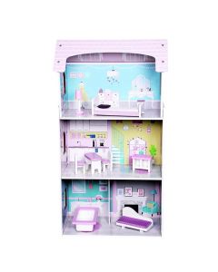 Shtëpi kukulle dhe aksesorë, Anna, Moni, dru, 52.3x27x95 cm, rozë, 9 copë