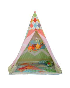 Tent with mattress for kids, Tipi Red, Cangaroo, plastic and polyester, 120x90x90 cm, red and green, 1 piece